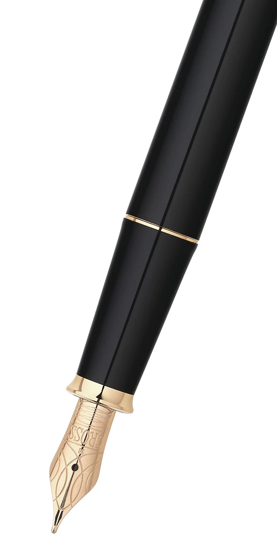 Townsend® Black Lacquer with 23KT Gold-Plated Appointments and Solid 18KT Gold Medium Nib Fountain Pen - Image 2