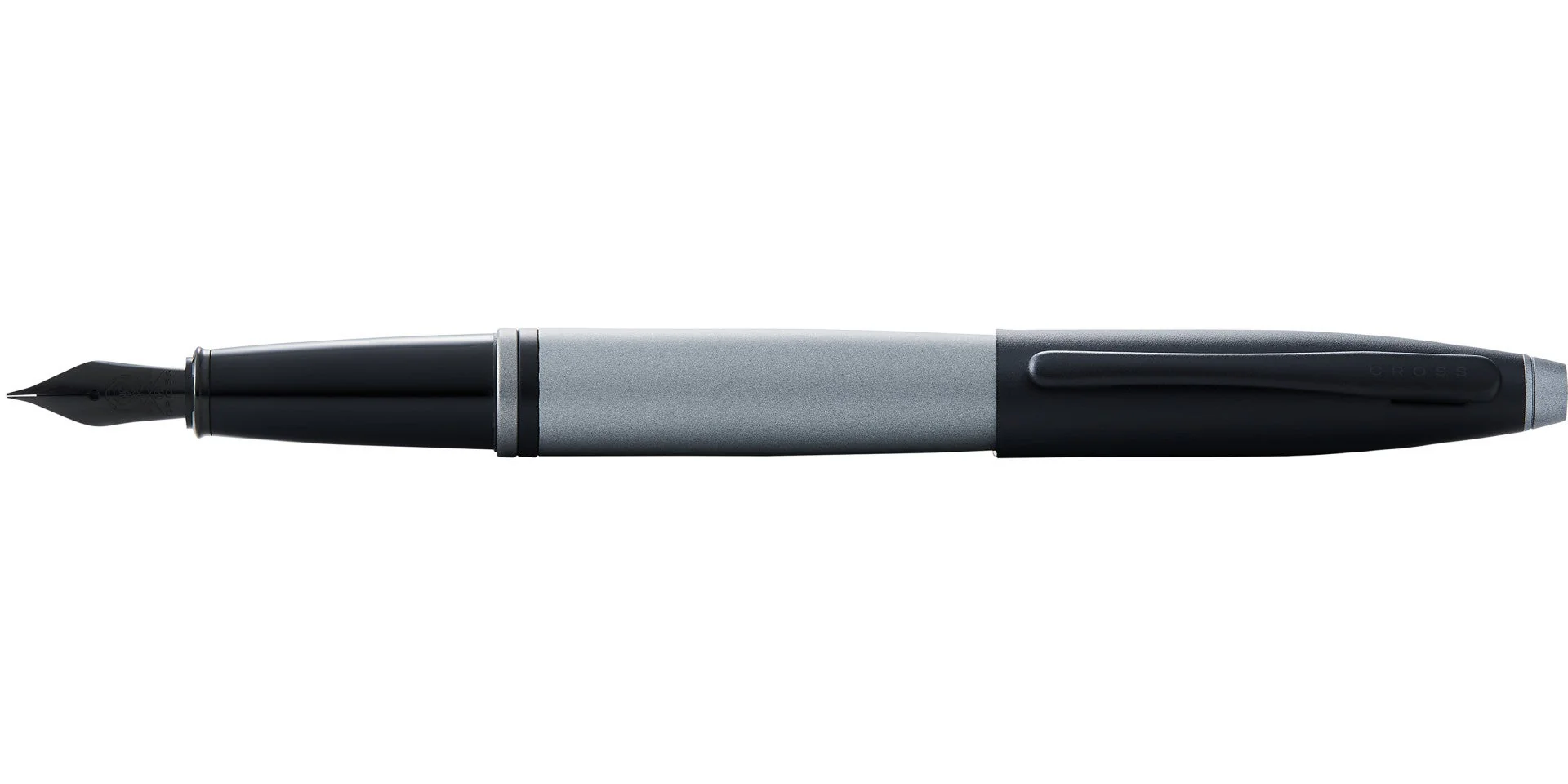 Calais™ Matte Gray and Black Lacquer Stainless Steel Fine Nib Fountain Pen - Image 3