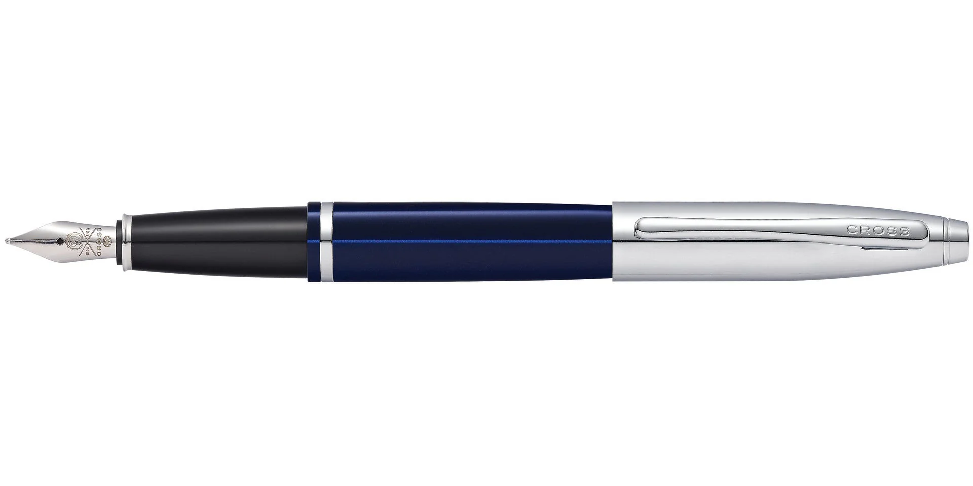 Calais™ Chrome & Blue Lacquer Stainless Steel Medium Nib Fountain Pen - Image 3