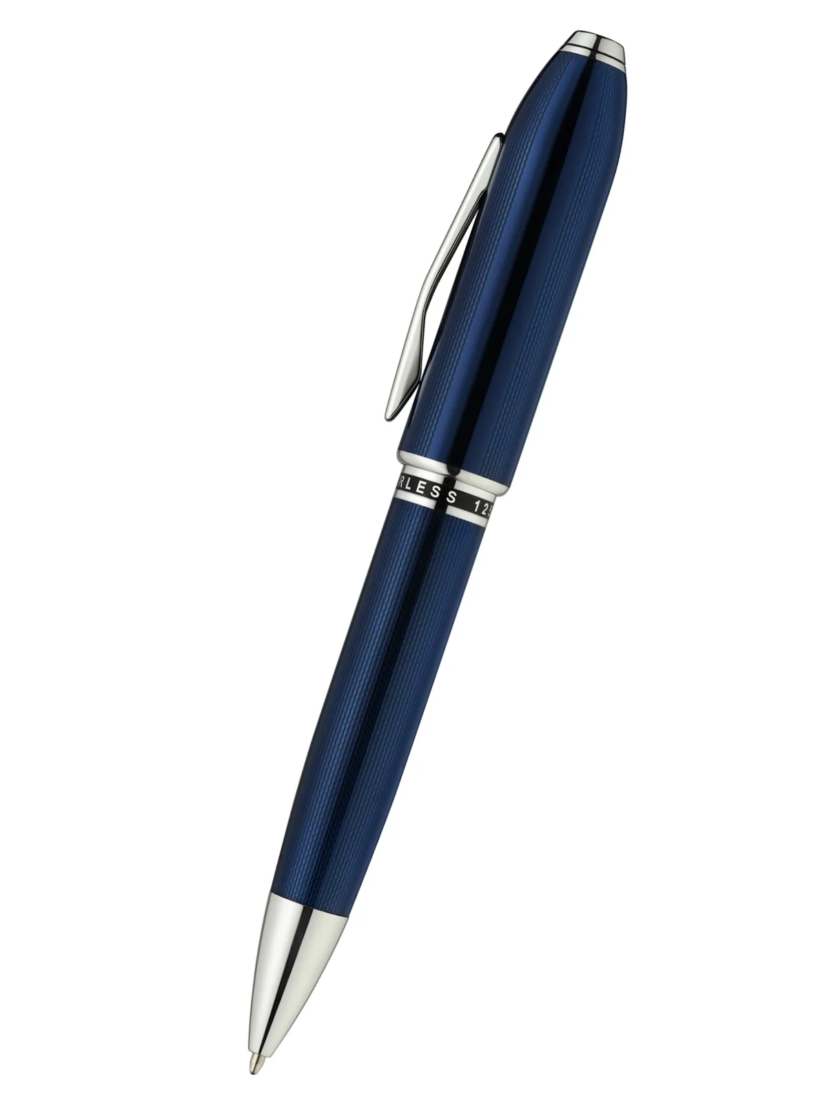 Peerless™ Polished Translucent Cobalt Blue Engraved Diamond Pattern with Polished Chrome Appointments and Swarovski Crystal Ballpoint Pen - Image 3