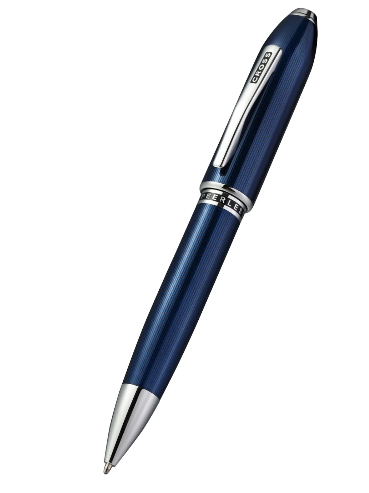 Peerless™ Polished Translucent Cobalt Blue Engraved Diamond Pattern with Polished Chrome Appointments and Swarovski Crystal Ballpoint Pen - Image 4
