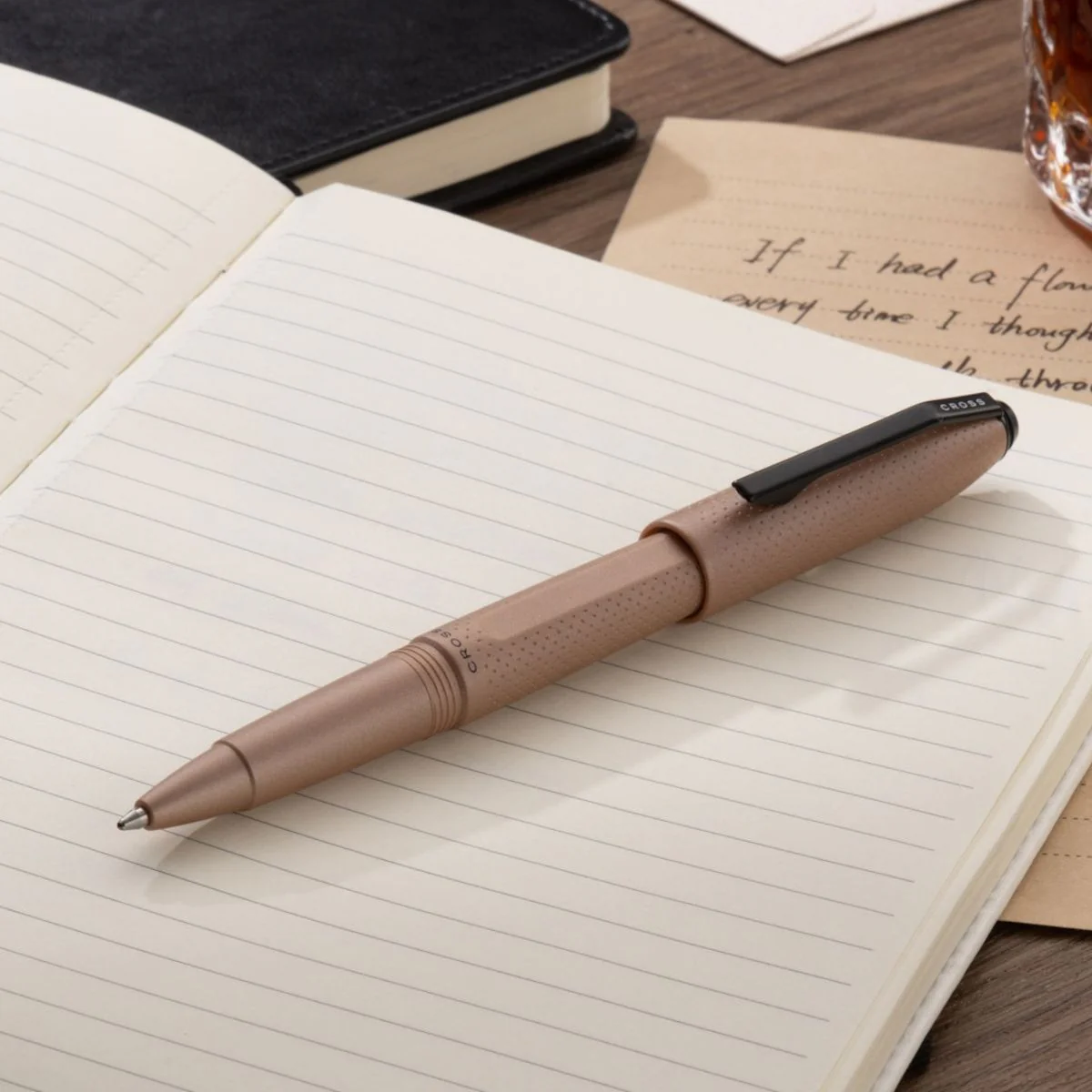 Prism Mocha Resin with Polished Black Appointments Rollerball Pen - Image 4