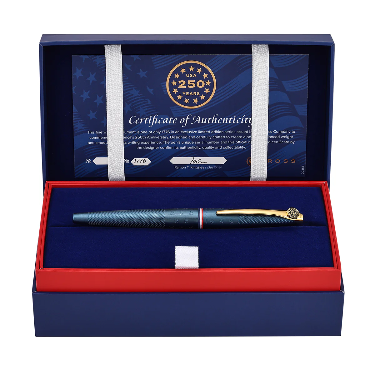 ATX® Americana Blue PVD with Gold-Tone PVD Appointments Rollerball Pen - Image 4
