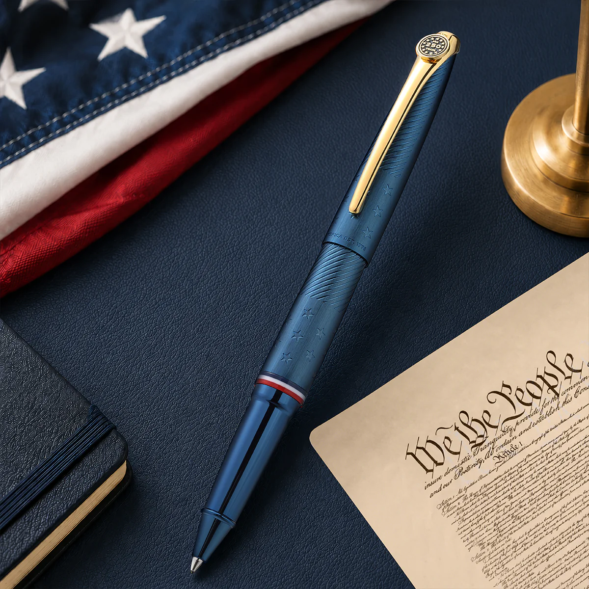 ATX® Americana Blue PVD with Gold-Tone PVD Appointments Rollerball Pen - Image 6