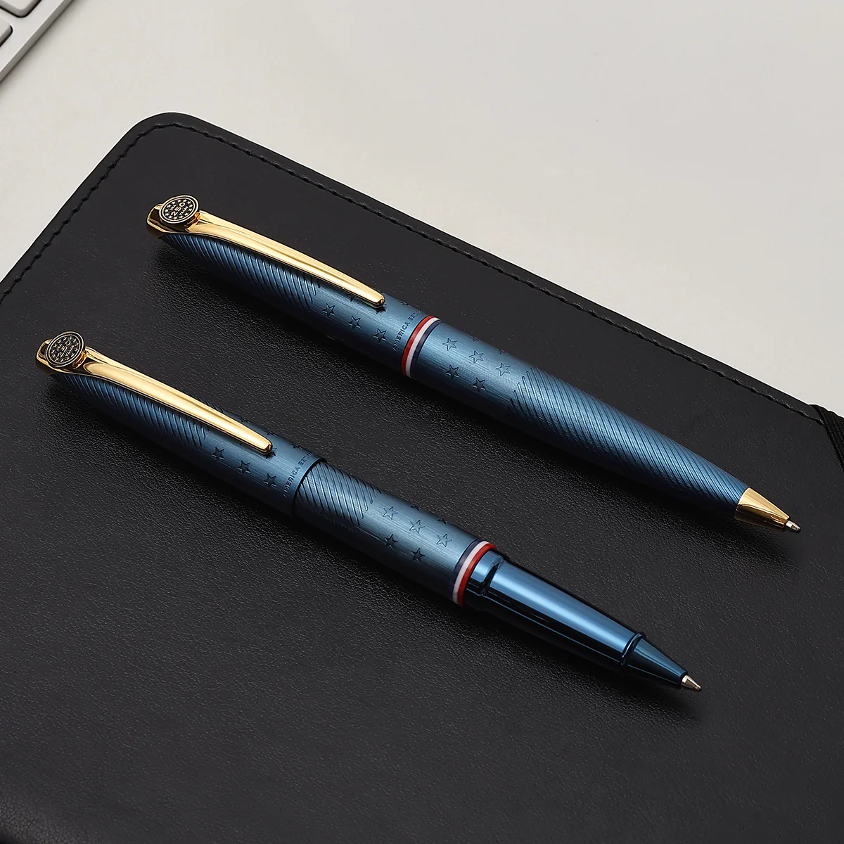 ATX® Americana Blue PVD with Gold-Tone PVD Appointments Rollerball Pen - Image 7