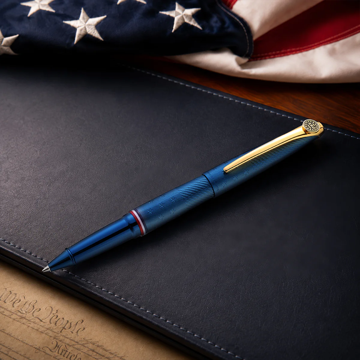 ATX® Americana Blue PVD with Gold-Tone PVD Appointments Rollerball Pen - Image 8
