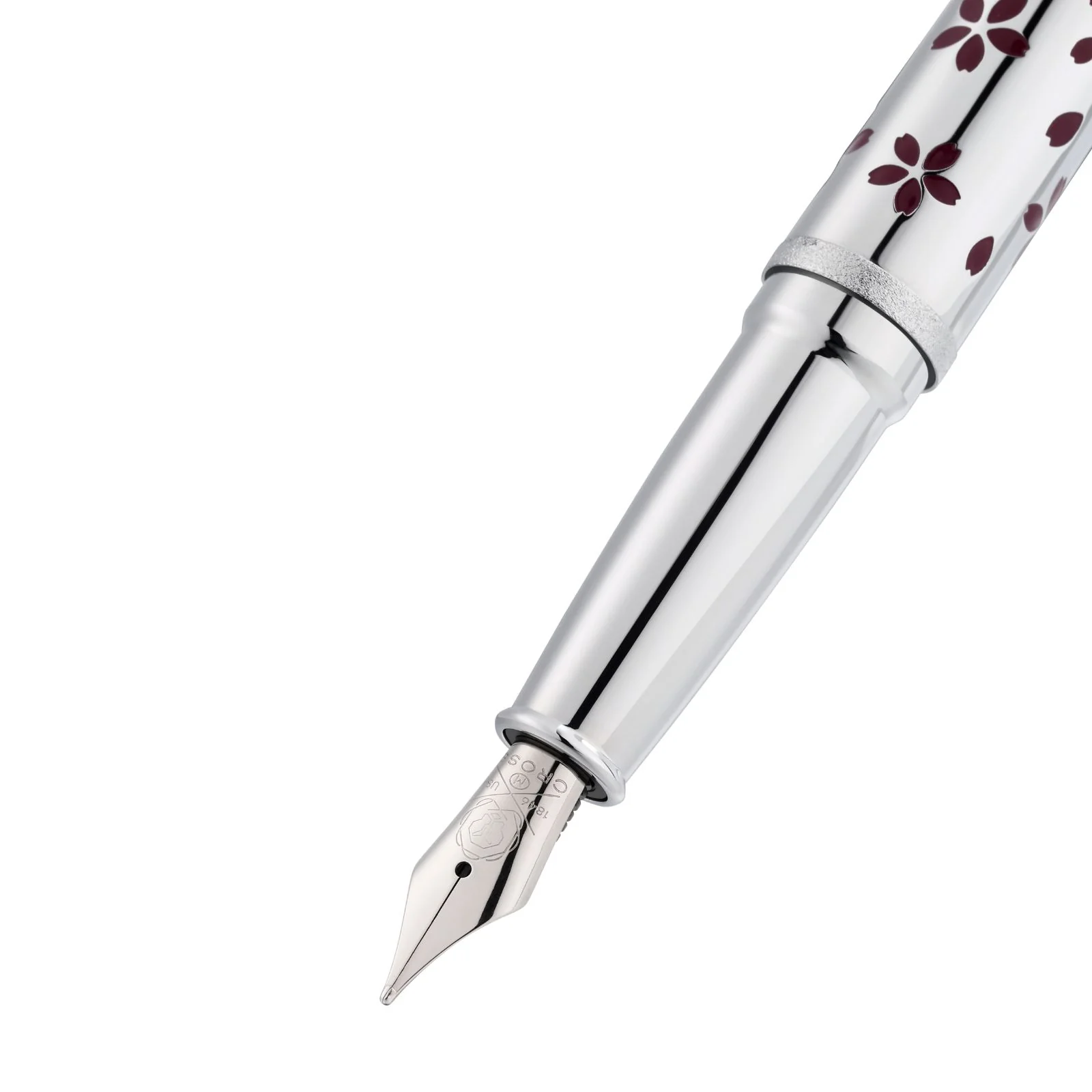 ATX® Cherry Blossom Polished Chrome with Polished Chrome Appointments and Chrome Plated Medium Nib Fountain Pen - Image 2