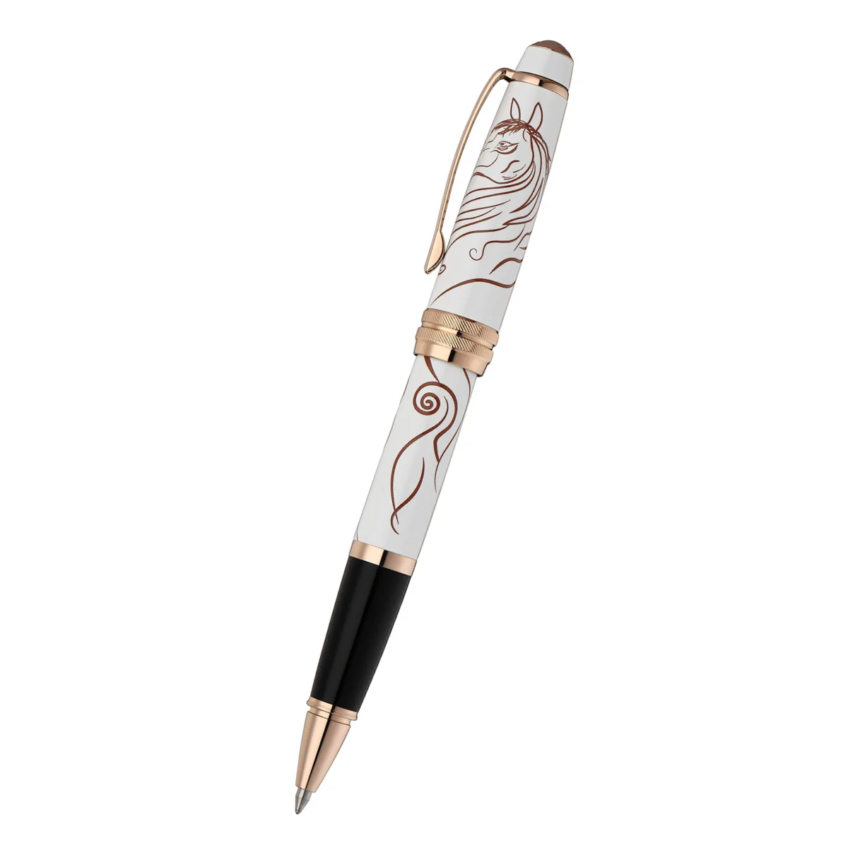Bailey™ Zodiac Year of the Horse White Lacquer with Rose-Gold Plated Appointments Rollerball Pen - Image 3
