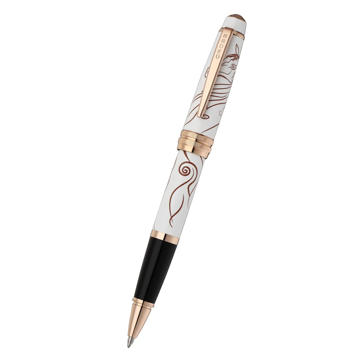 Bailey™ Zodiac Year of the Horse White Lacquer with Rose-Gold Plated Appointments Rollerball Pen - Image 4