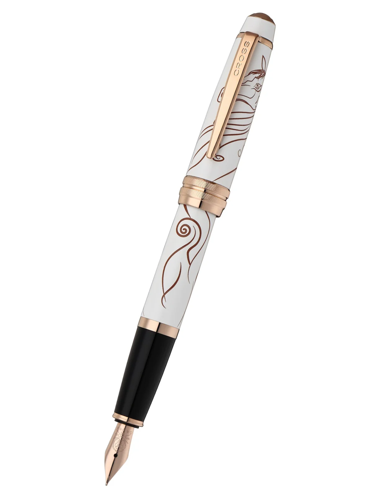 Bailey™ Zodiac Year of the Horse White Lacquer Stainless Steel Medium Nib Fountain Pen