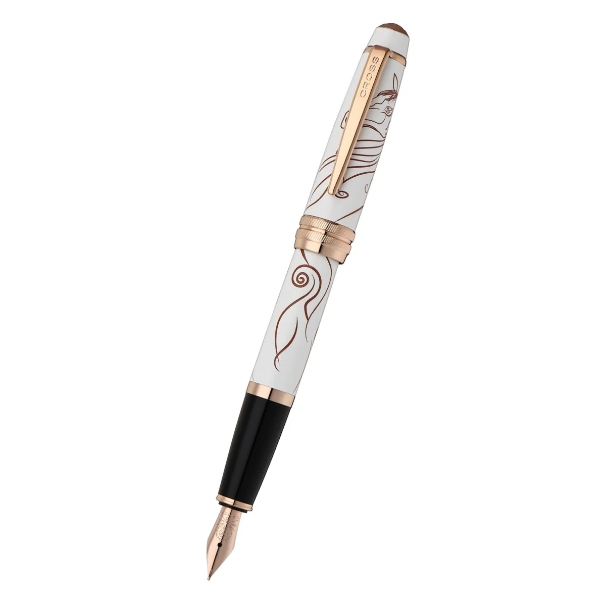 Bailey™ Zodiac Year of the Horse White Lacquer Stainless Steel Medium Nib Fountain Pen - Image 4