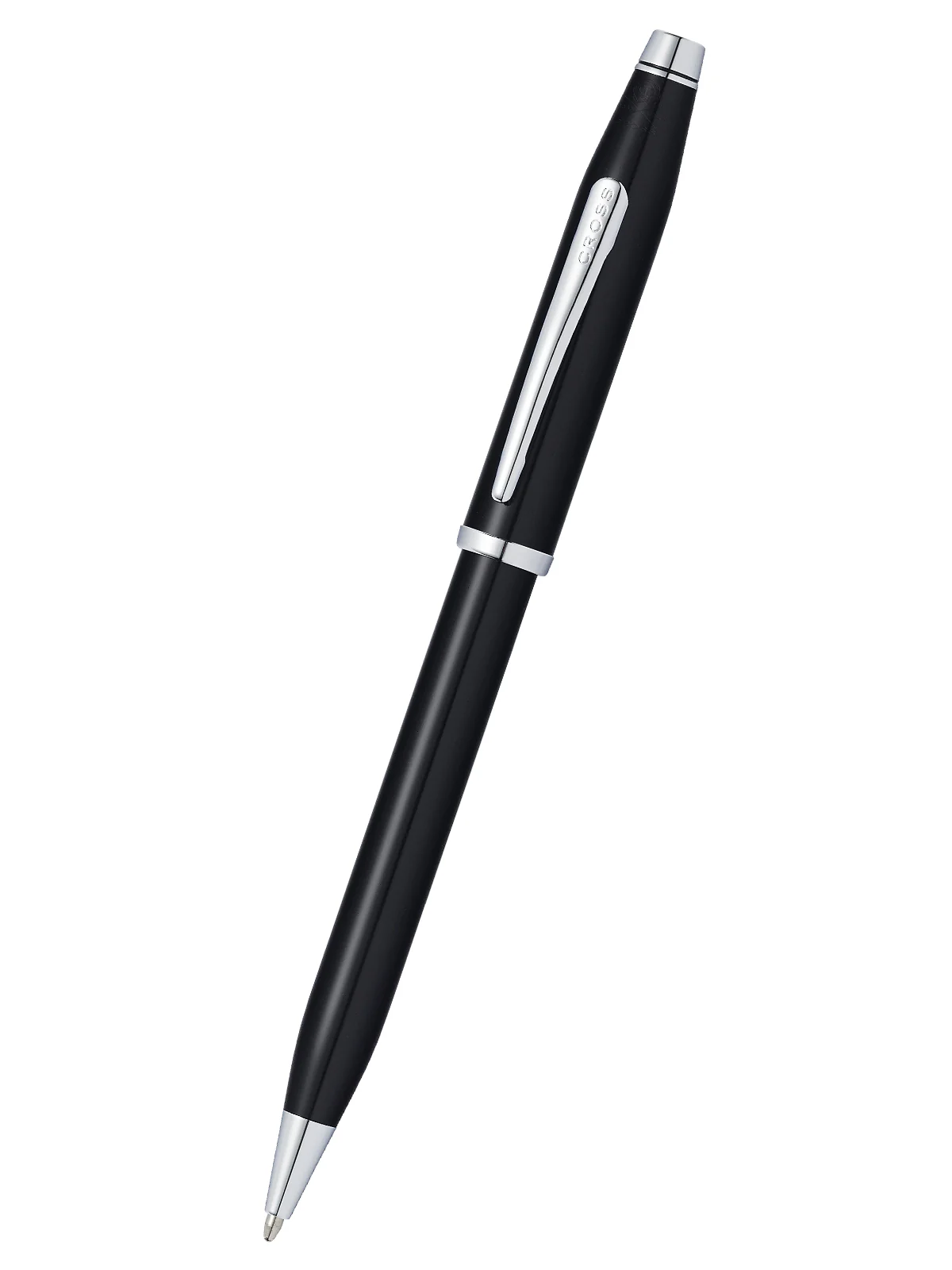 Century II Black Lacquer with Chrome Ballpoint Pen with Classic Black Zippered Leather Double Pen Case Gift Set - Image 3
