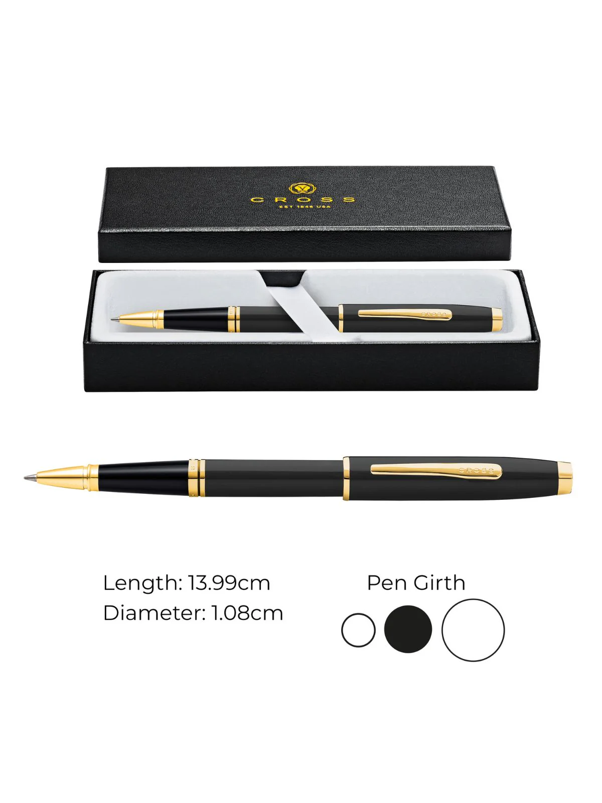 Coventry Black Lacquer with Gold Appointments Rollerball Pen - Image 4