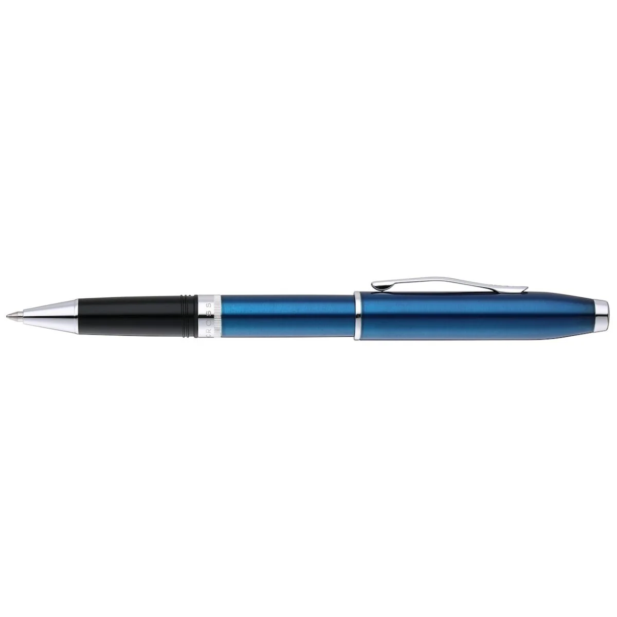Foundry Glossy Translucent Blue Lacquer with Polished Chrome Appointments Rollerball Pen - Image 3