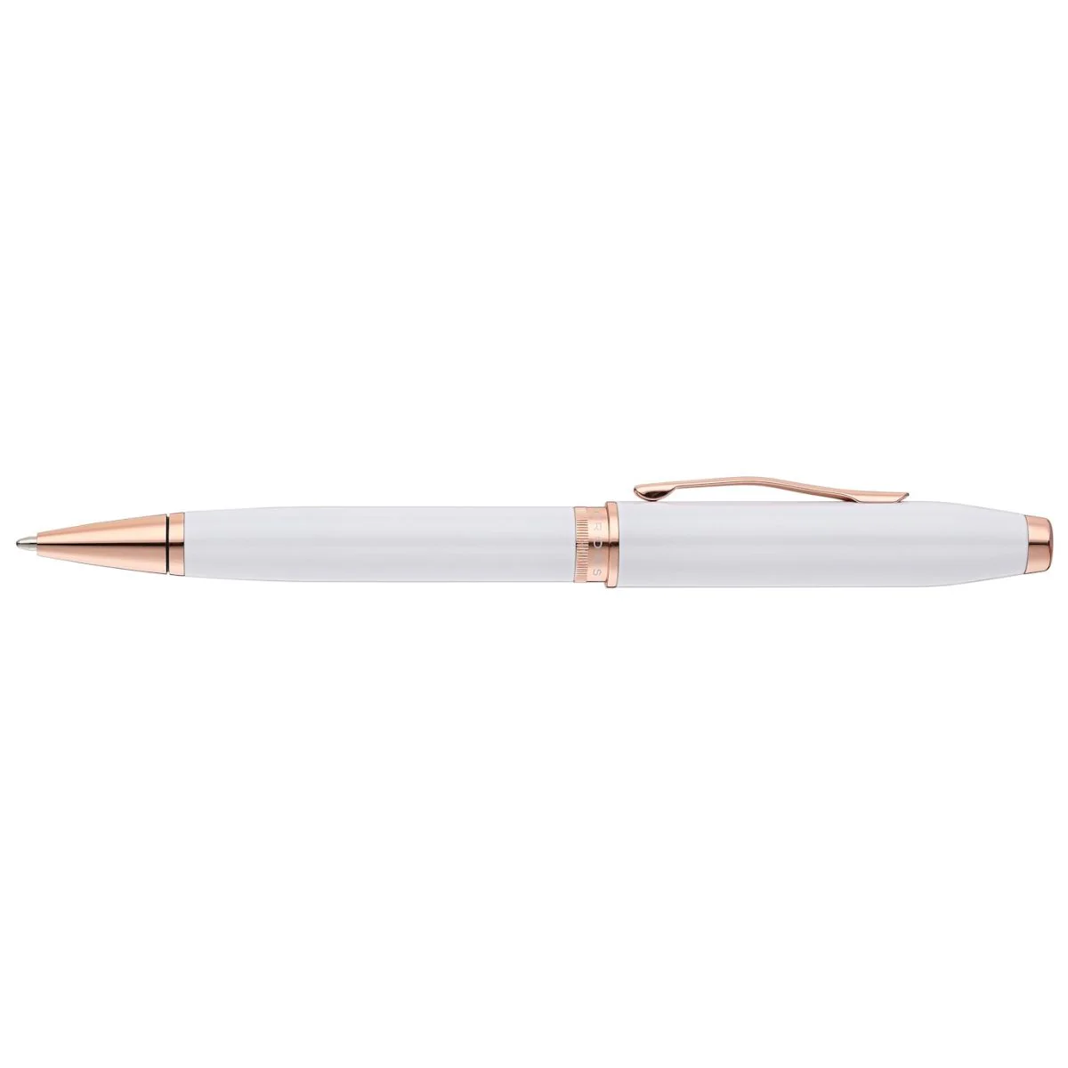Foundry Pearl White Lacquer with Rose Gold Appointments Ballpoint Pen - Image 3