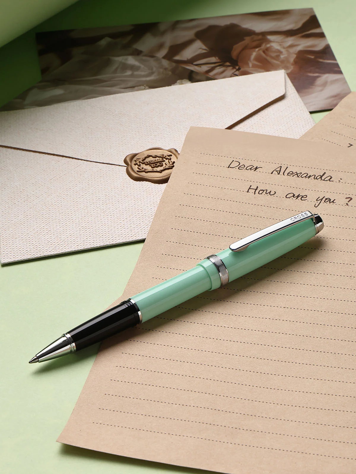 Lume Seafoam with Polished Chrome Appointments Rollerball Pen - Image 4