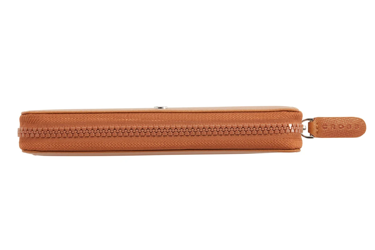 Mocha Leather Zippered Double Pen Case Gift Bundle - Image 4