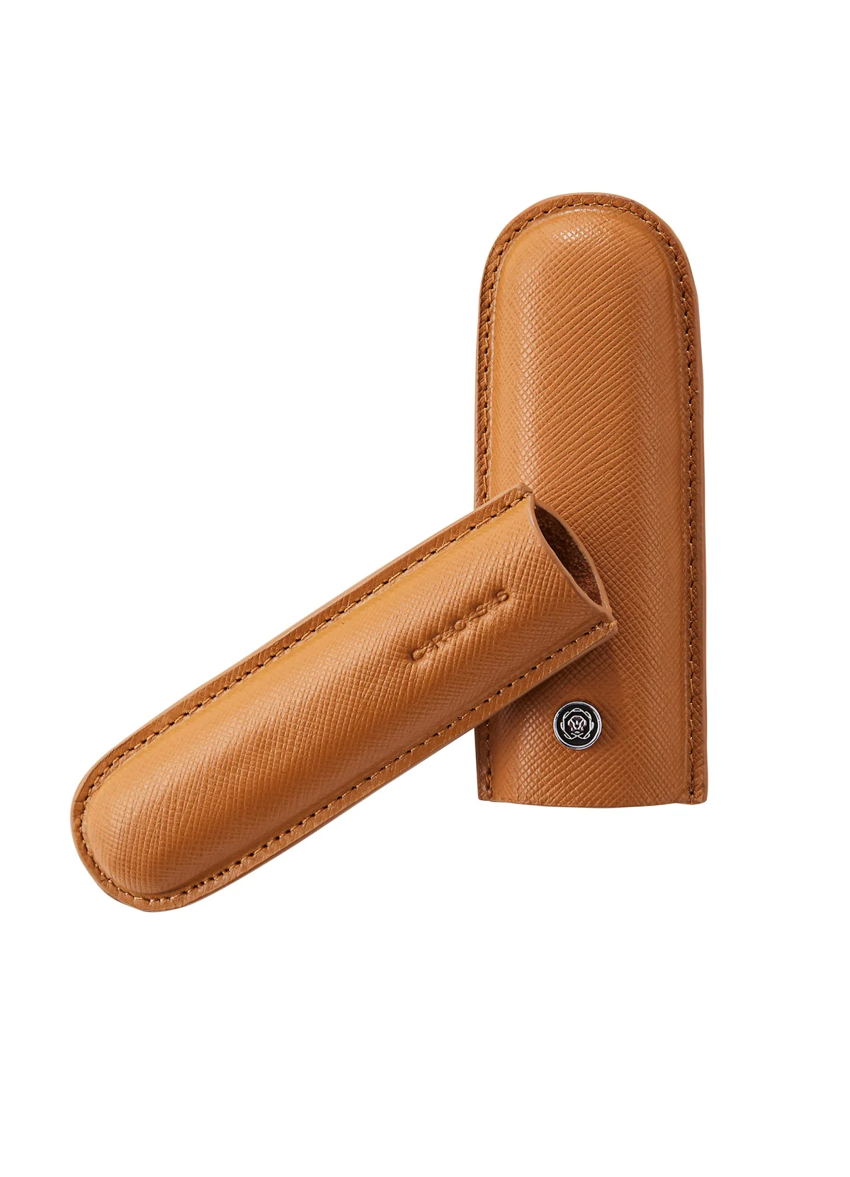 Townsend Lustrous Chrome Ballpoint Pen with Mocha Cigar Style Leather Single Pen Case Gift Set - Image 4